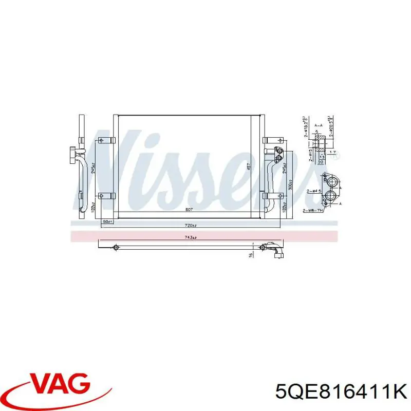 5QE816411K VAG condensador aire acondicionado