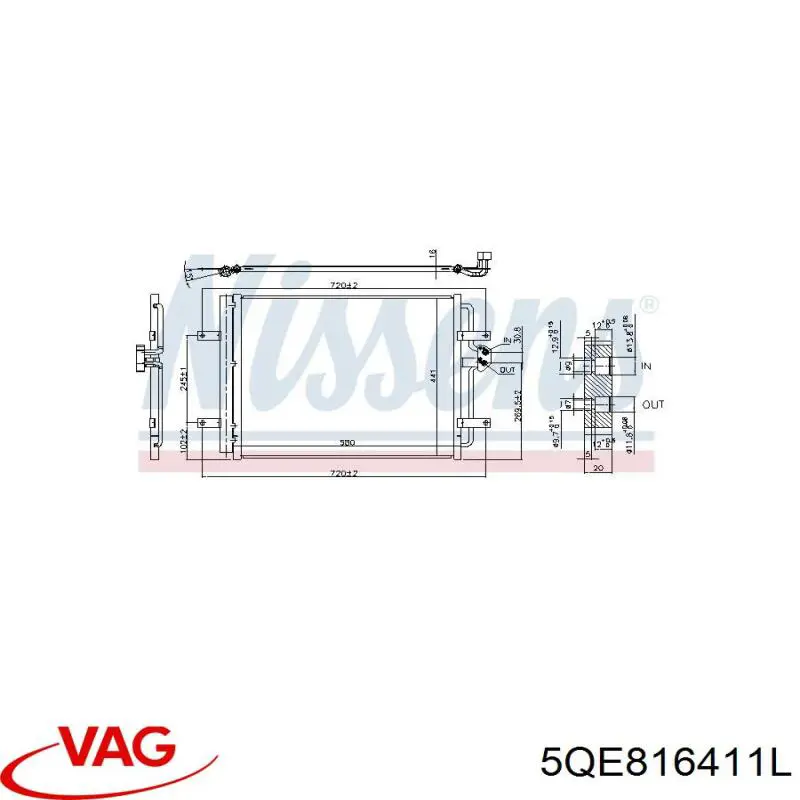 5QE816411L VAG condensador aire acondicionado