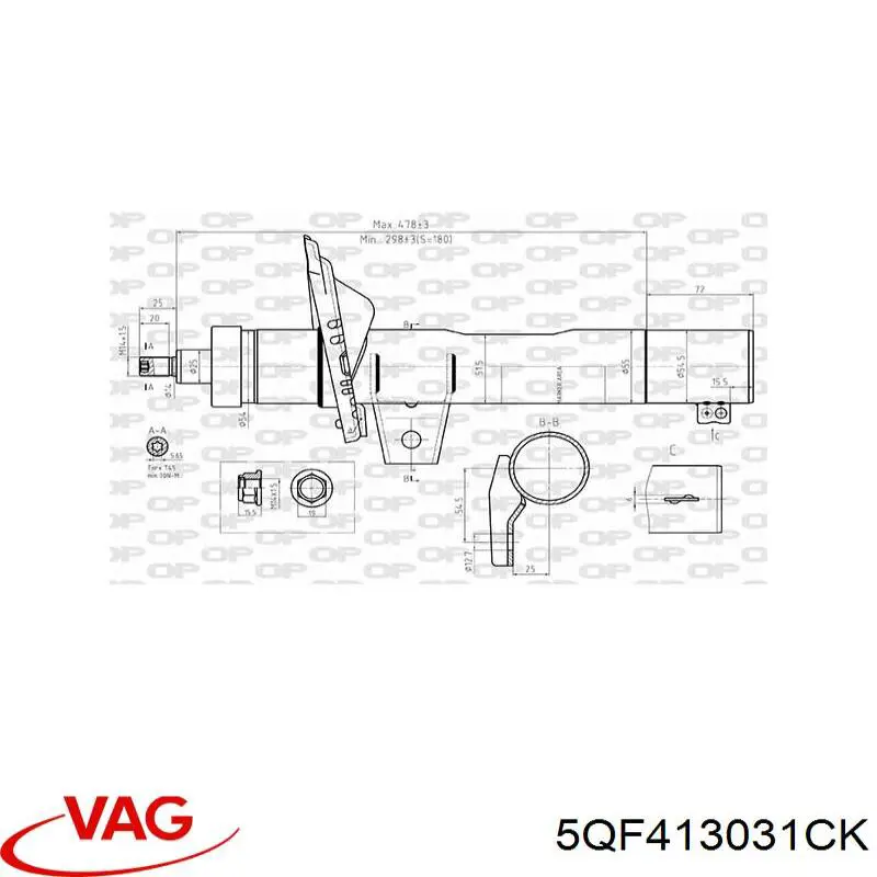 5QF413031CK VAG amortiguador delantero