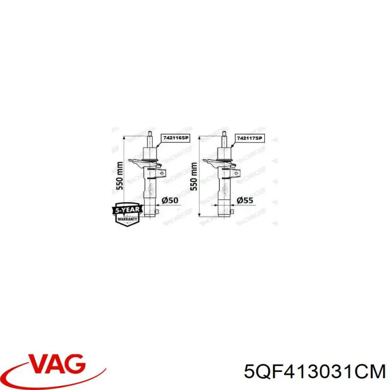 Amortiguadores VAG 5QF413031CM precio, desde 185,10 EUR