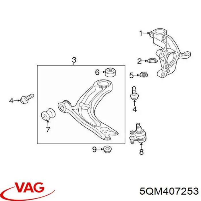Comprar 5Q0407253B VAG Mangueta delantera izquierda