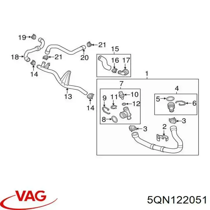 Manguera inferior del radiador VAG 5QN122051 precio, desde 75,86 EUR