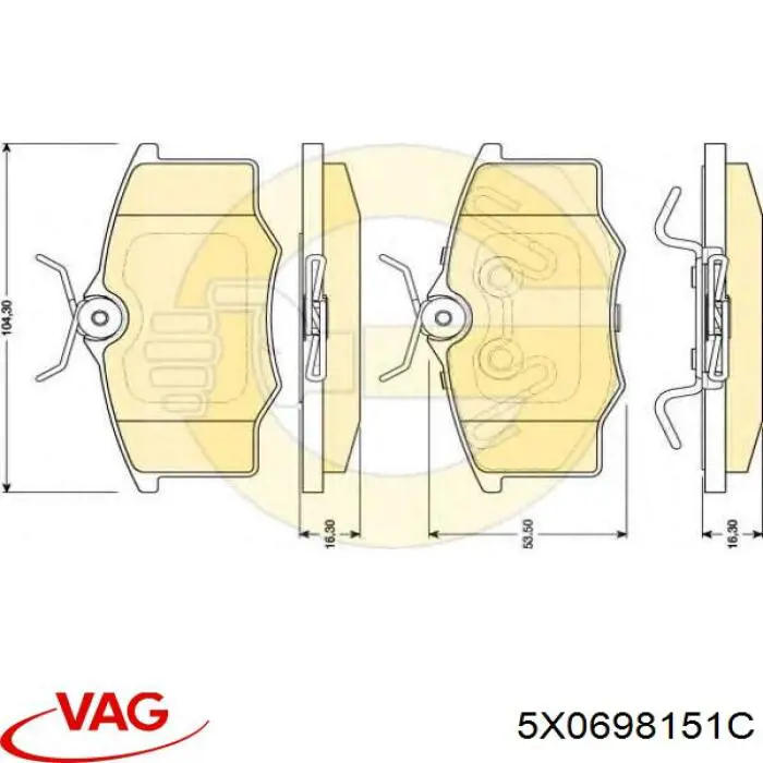 Pastillas de freno 5X0698151C VAG