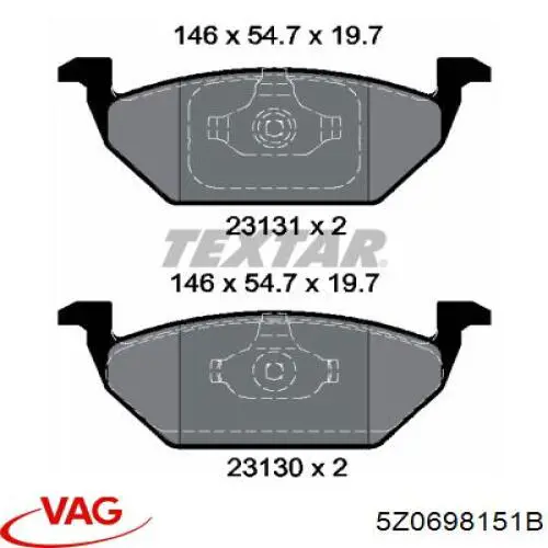 Comprar 5Z0698151B VAG Pastillas delanteras de freno