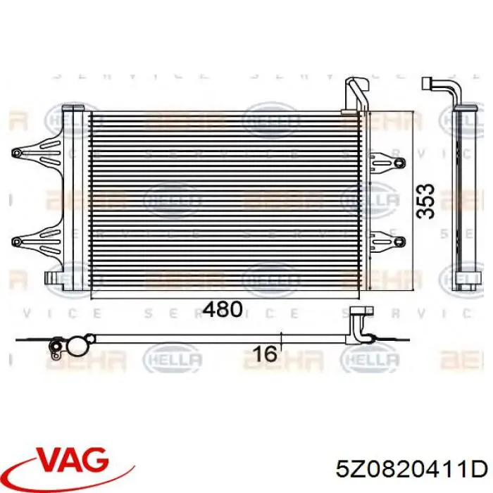 5Z0820411D VAG condensador aire acondicionado