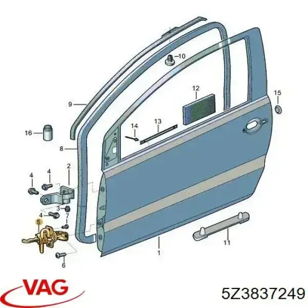 Limitador de apertura de puerta delantera VAG 5Z3837249 precio, desde 31,07 EUR