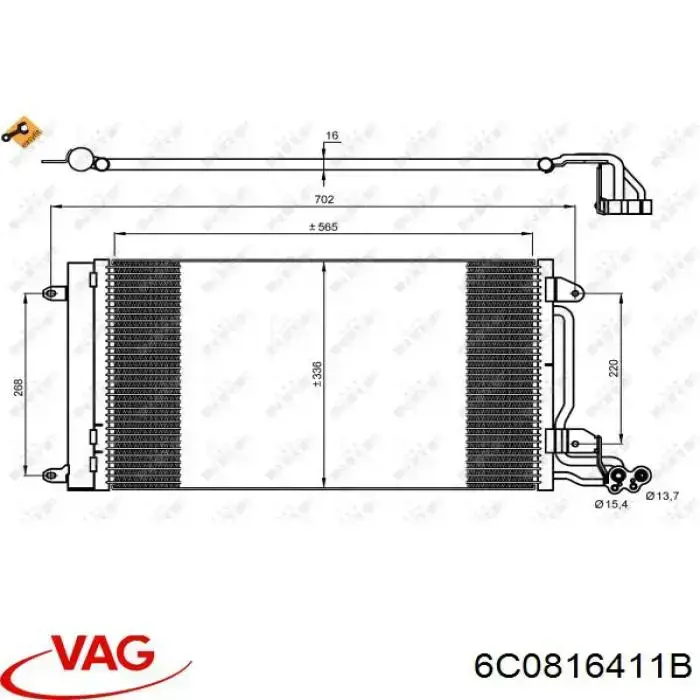 6C0816411B VAG Radiador de aire acondicionado