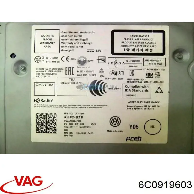 Comprar 6C0919603 VAG Radio