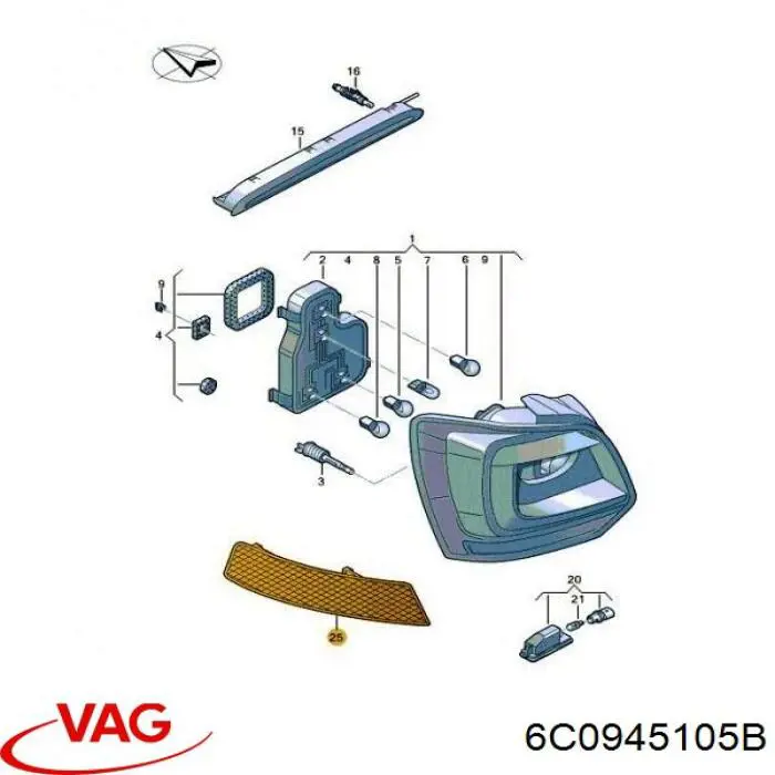 Reflector de parachoques trasero VAG 6C0945105B precio, desde 12,11 EUR