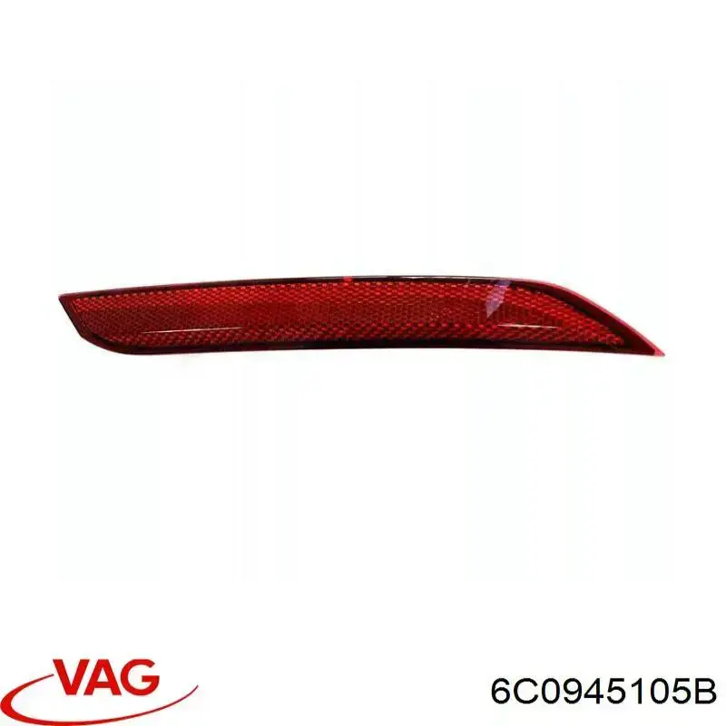 Reflector de parachoques trasero 6C0945105B VAG