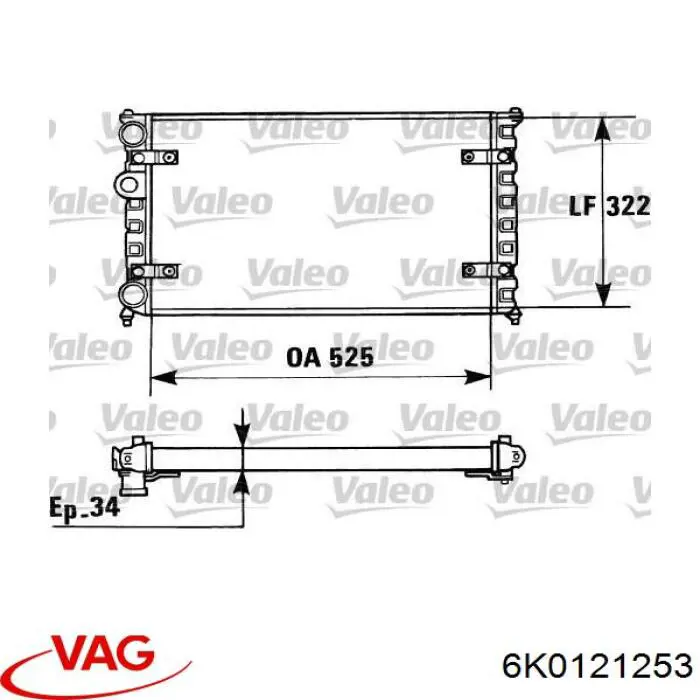 6K0121253 VAG radiador