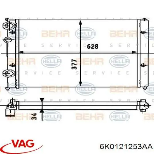 6K0121253AA VAG radiador refrigeración del motor