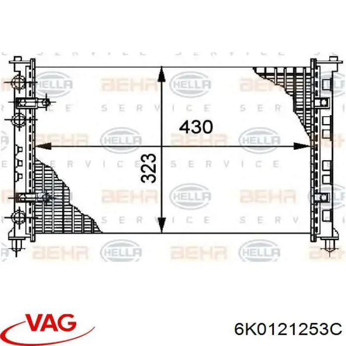 6K0121253C VAG radiador refrigeración del motor