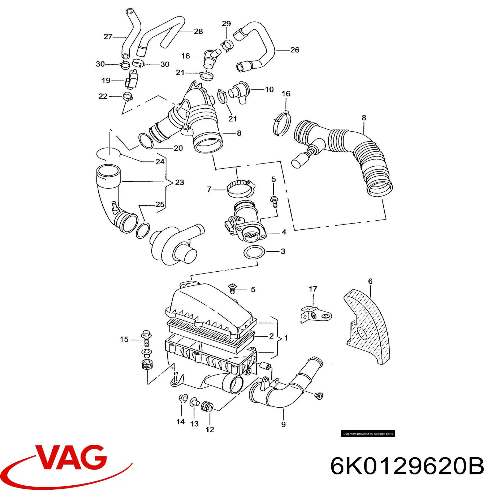 El filtro de aire VAG 6K0129620B precio, desde 6,56 EUR