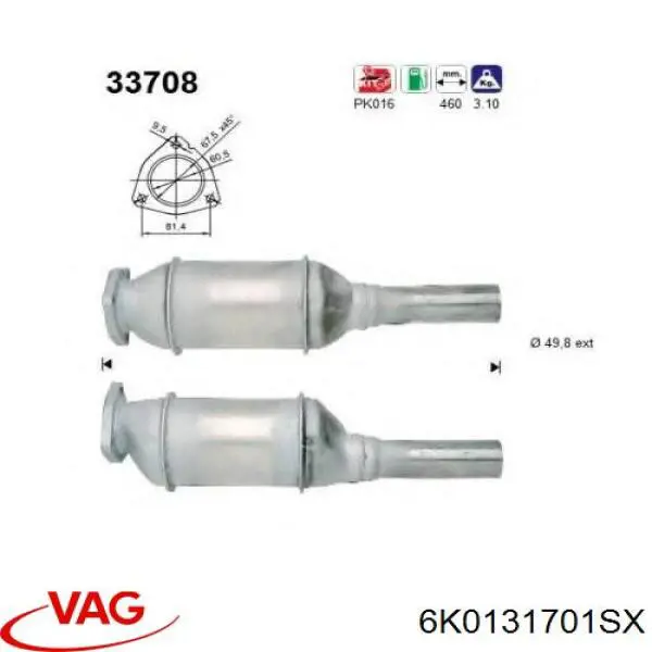 6K0131701SX VAG catalizador