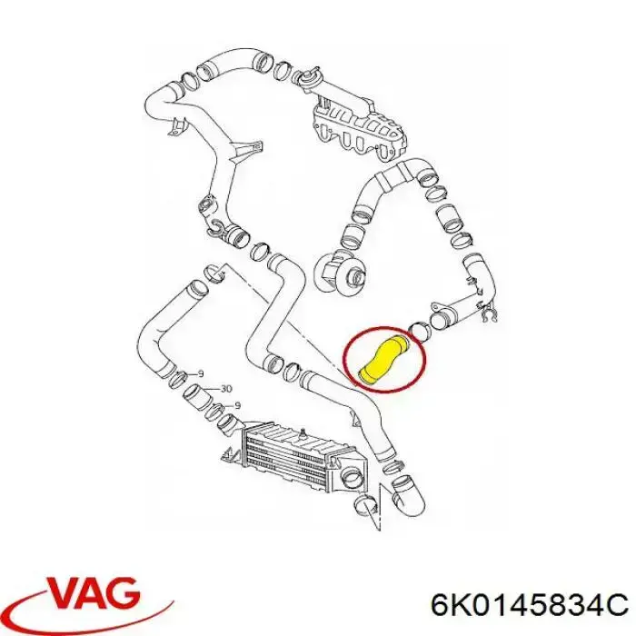 Manguera del intercooler VAG 6K0145834C precio, desde 10,59 EUR