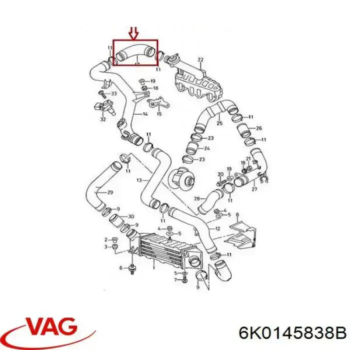 Manguera del intercooler VAG 6K0145838B precio, desde 20,42 EUR