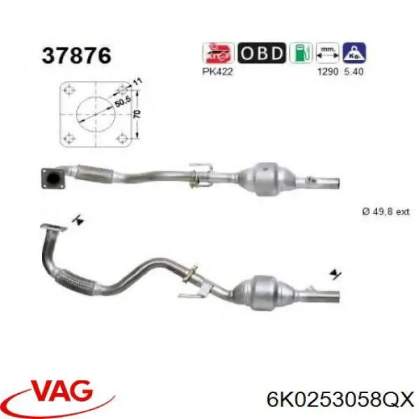 Comprar 6K0253058QX VAG Catalizador