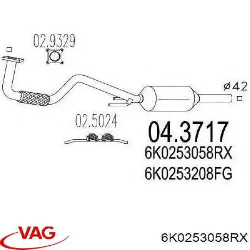 6K0253058RX VAG catalizador