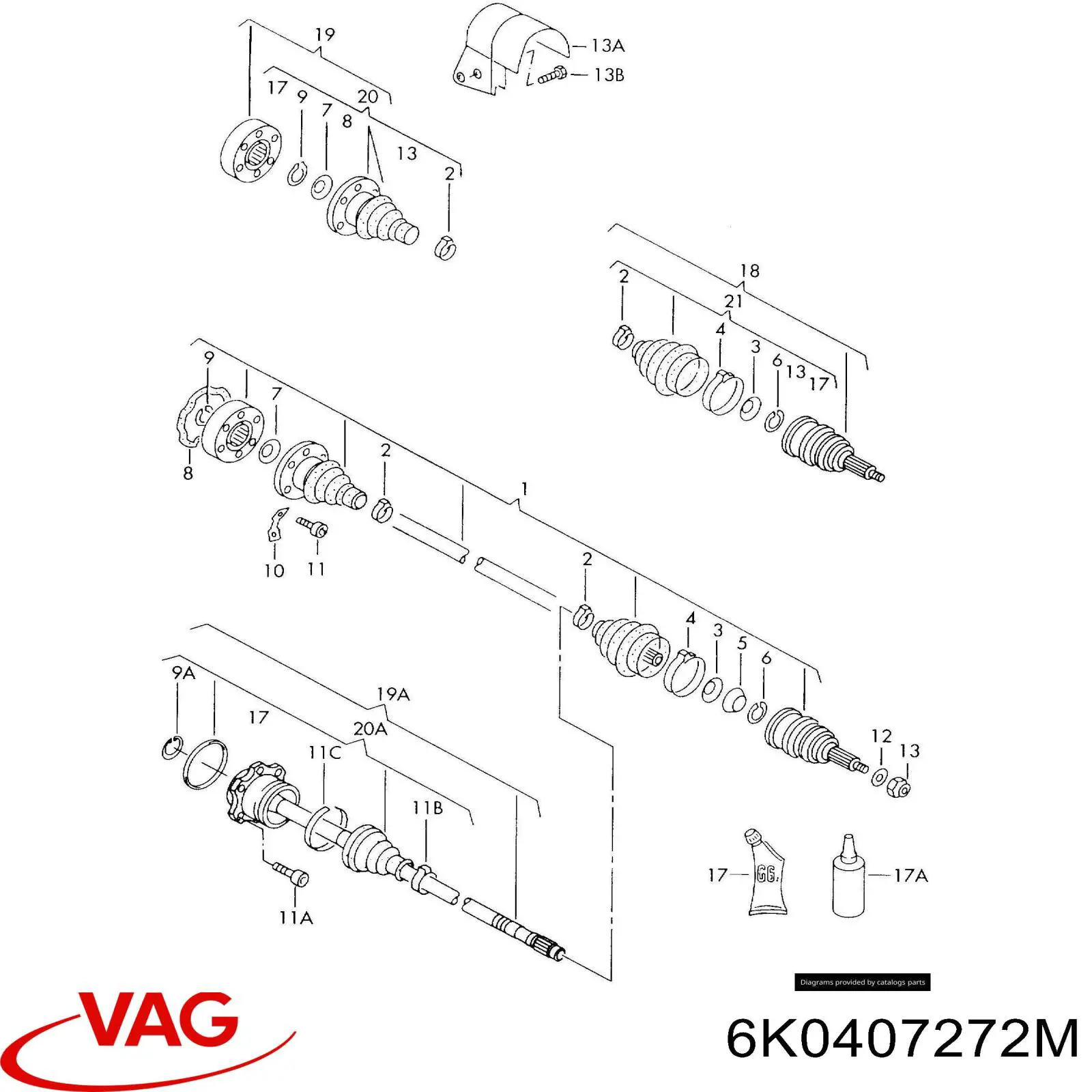 6K0407272M VAG Semieje delantero derecho