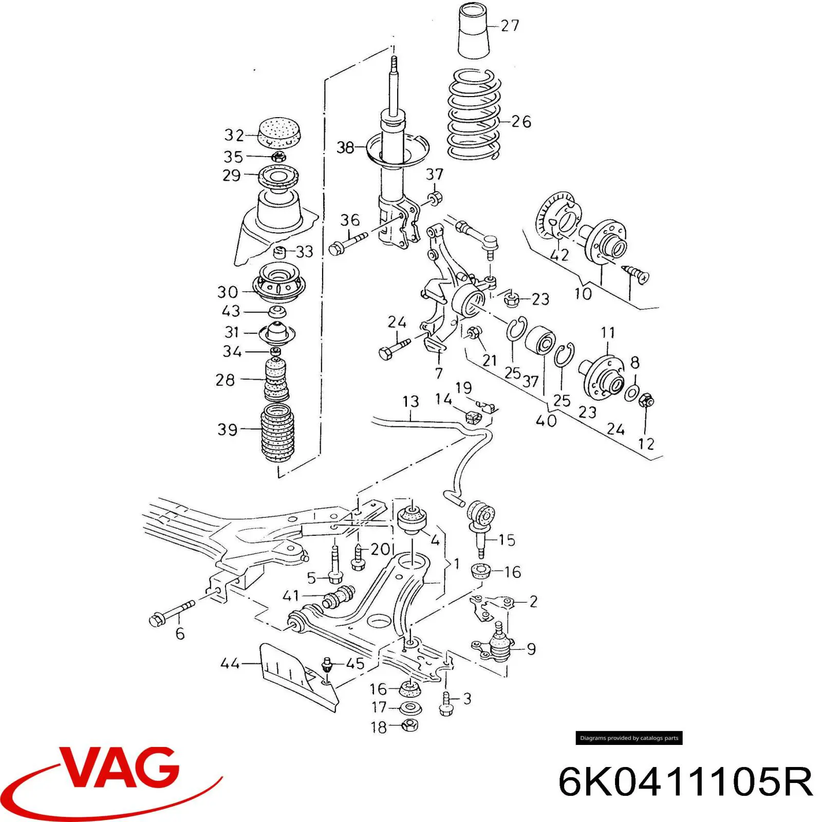 6K0411105R VAG muelle de suspensión eje delantero