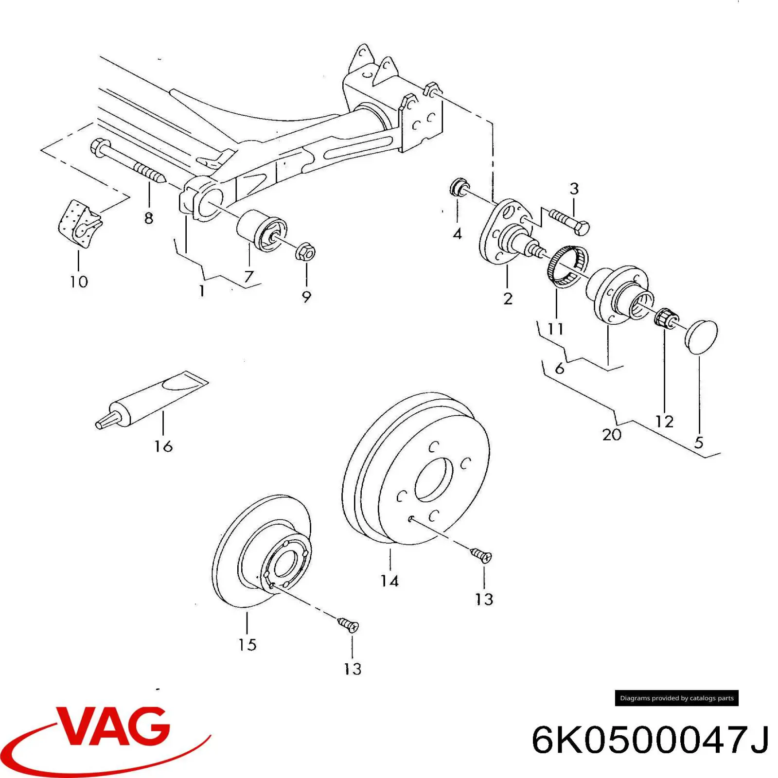 Subchasis trasero soporte motor VAG 6K0500047J precio, desde 213,44 EUR