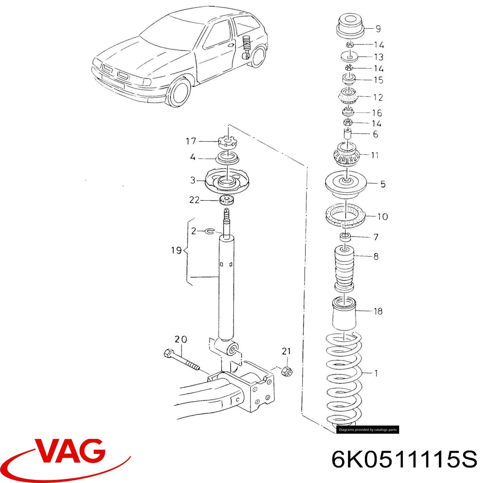 Muelle de suspensión trasero VAG 6K0511115S precio, desde 97,63 EUR