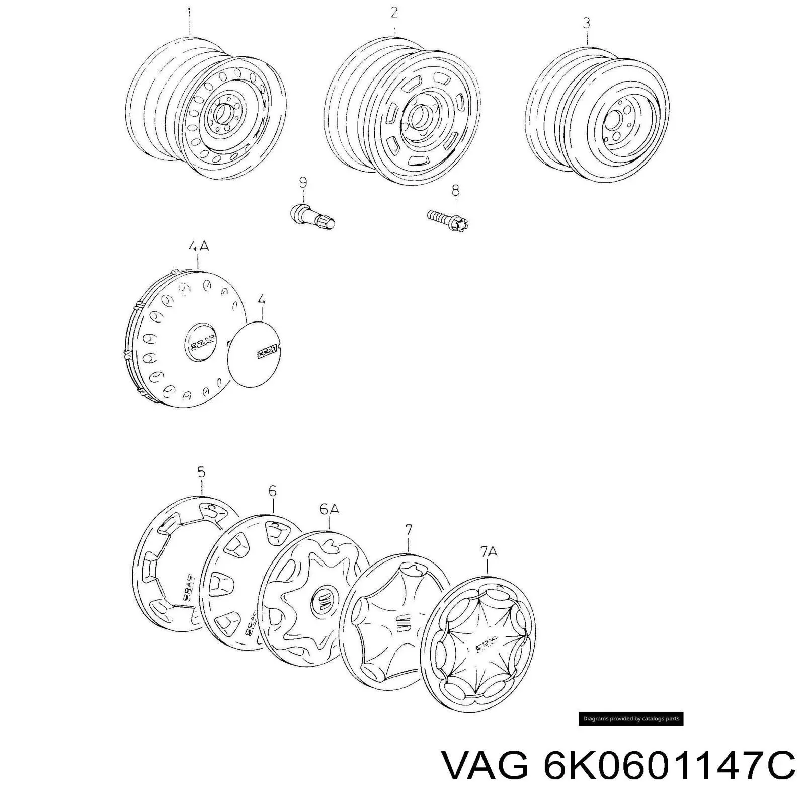 Tapacubo VAG 6K0601147C precio, desde  EUR