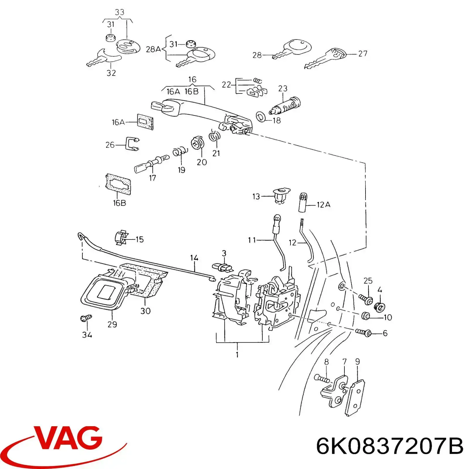 Manija exterior izquierda de puerta delantera VAG 6K0837207B precio, desde 39,20 EUR
