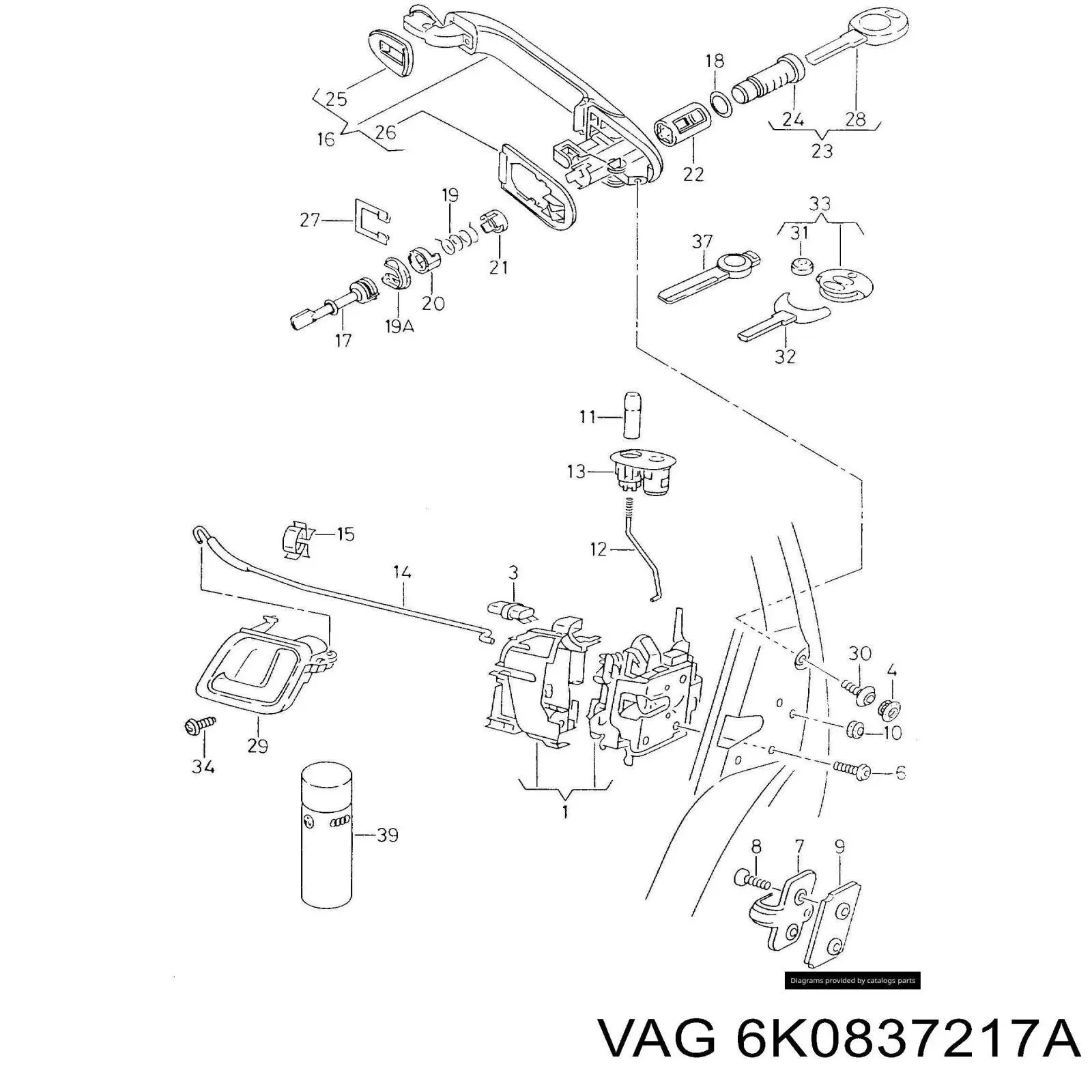 Bombín de cerradura de puerta delantera VAG 6K0837217A precio, desde  
