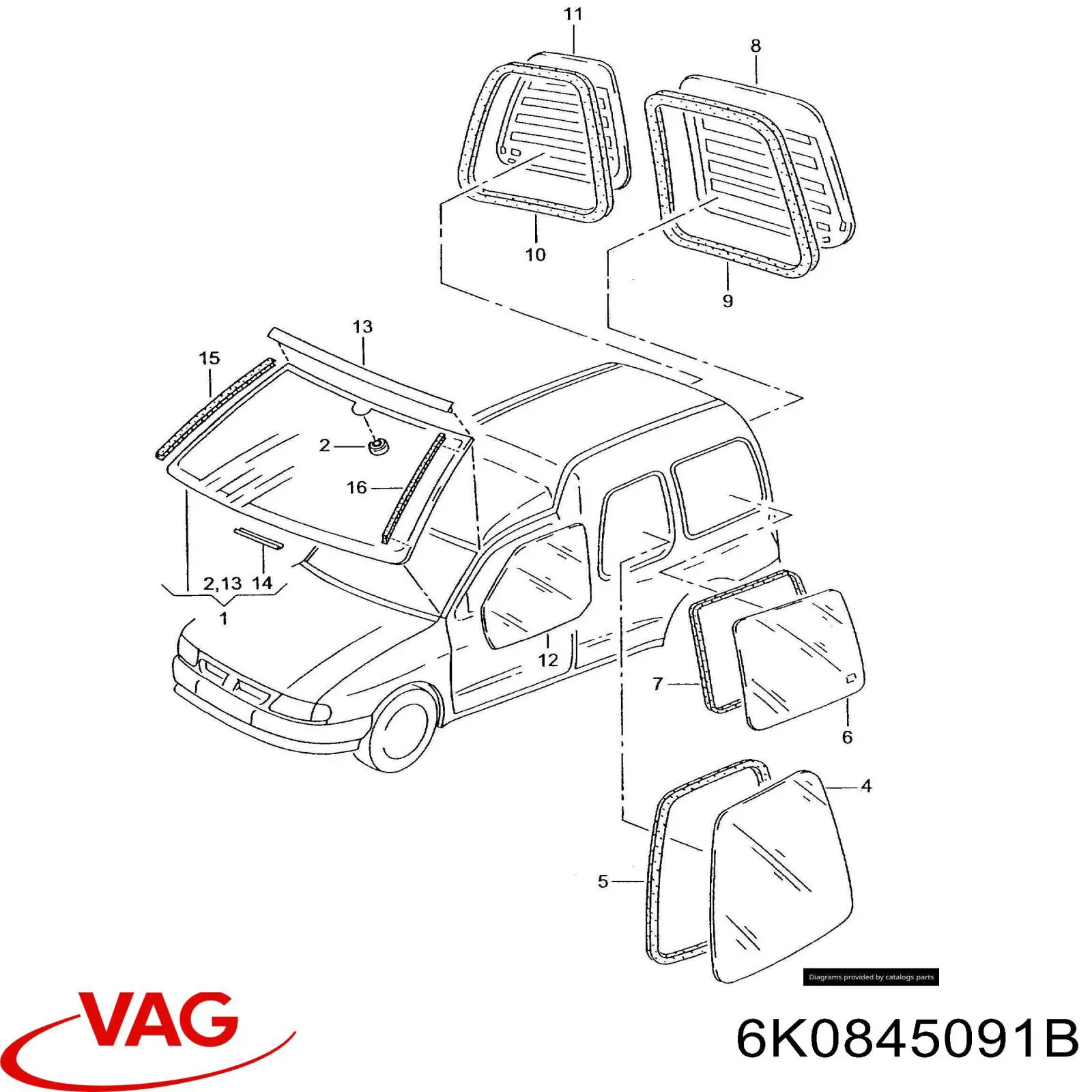 6K0845091B VAG parabrisas