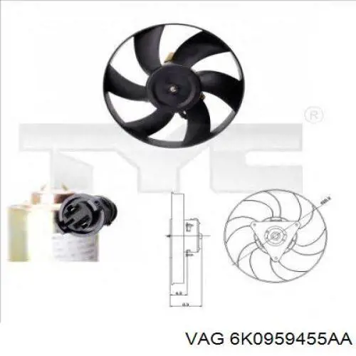 6K0959455AA VAG Motor eléctrico, ventilador del radiador 