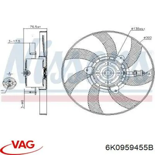Motor ventilador del radiador 6K0959455B VAG