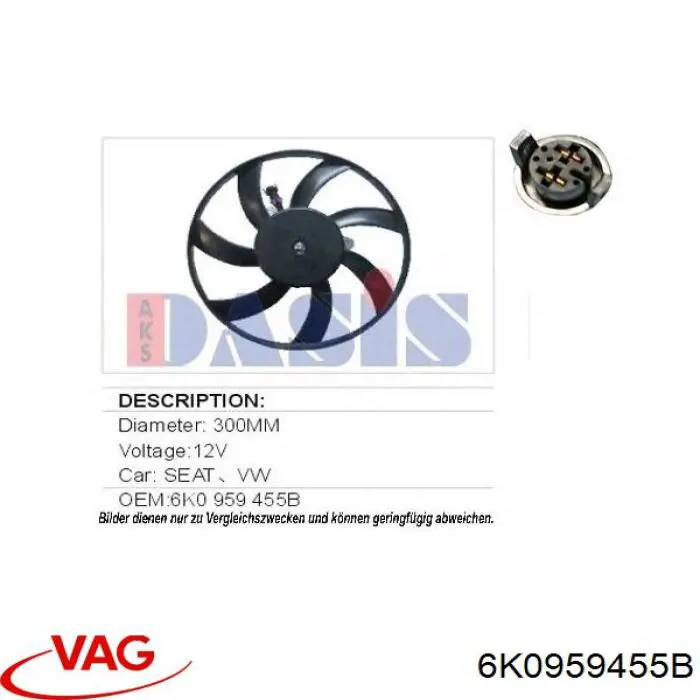 6K0959455B VAG Motor del ventilador de enfriado