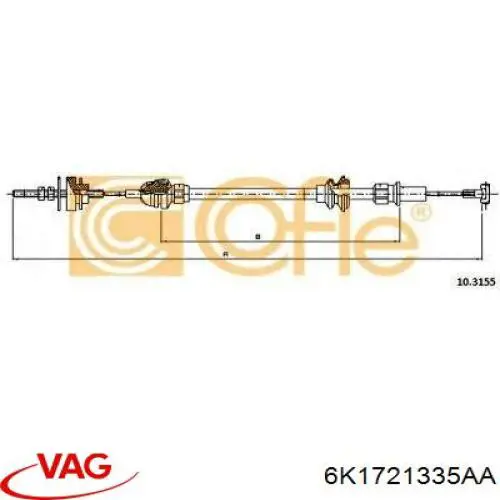 6K1721335AA VAG cable de embrague