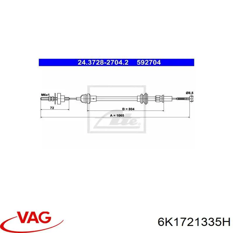 Cable de embrague 6K1721335H VAG