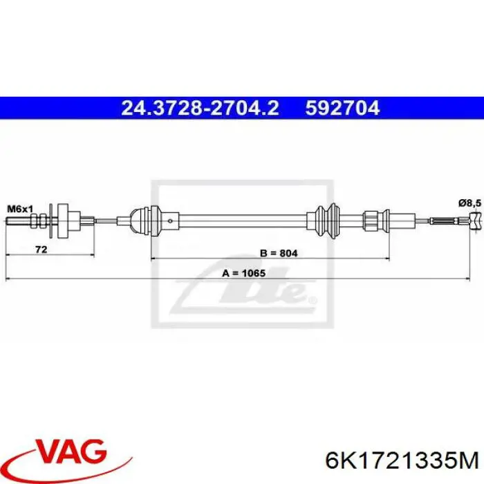 Cable de embrague VAG 6K1721335M precio, desde 28,78 EUR