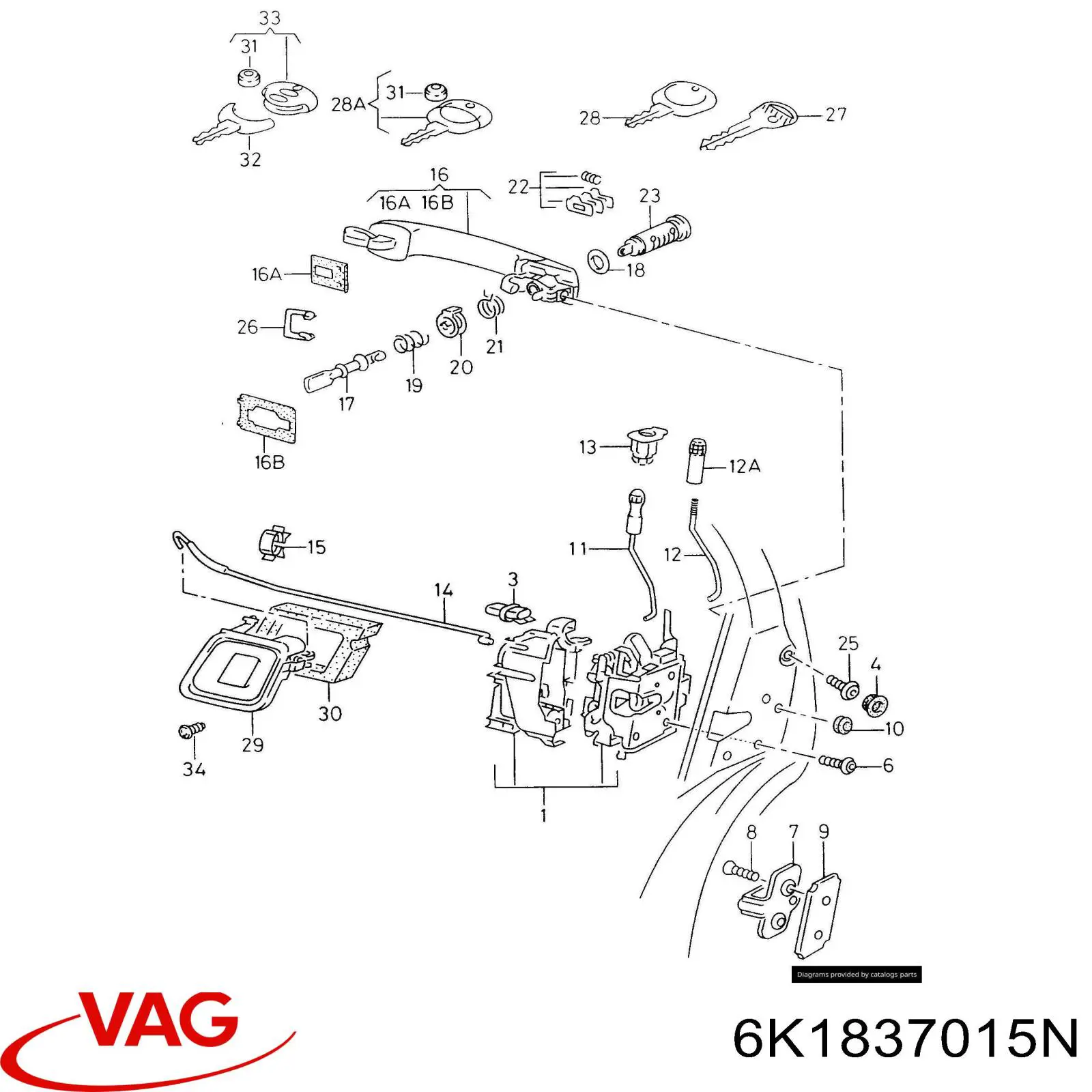 6K1837015N VAG cerradura de puerta delantera izquierda