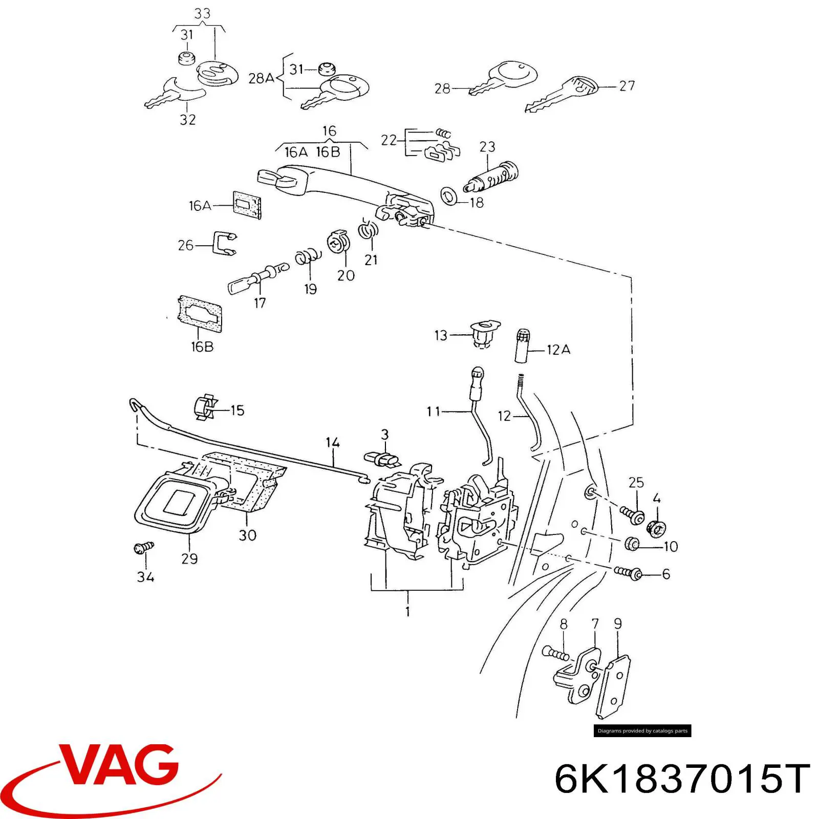 Cerradura VAG 6K1837015T precio, desde 197,11 EUR