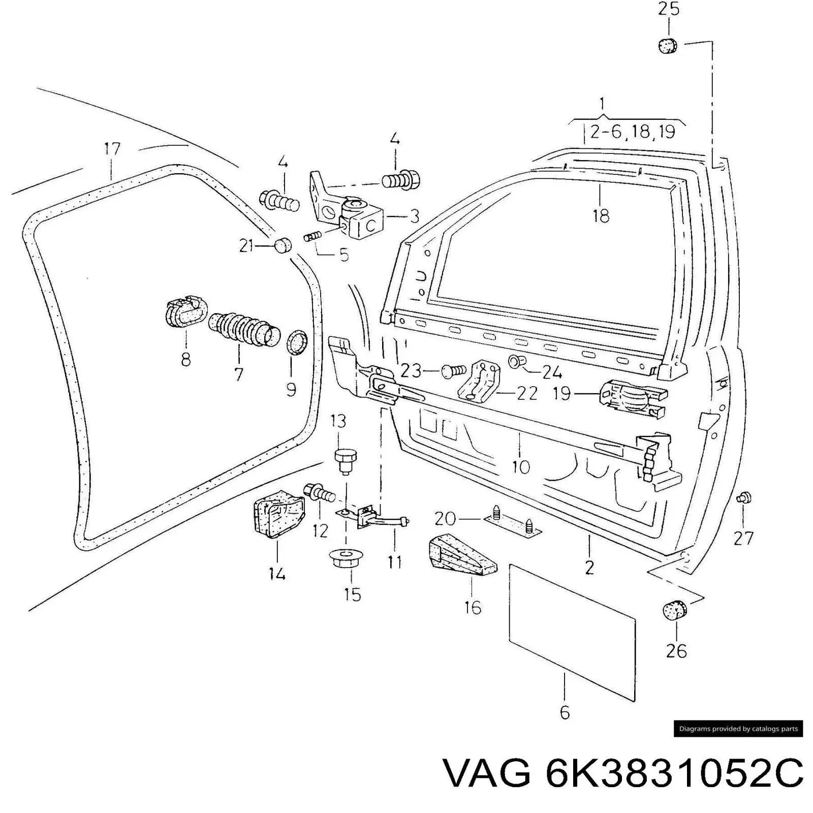 6K3831052C VAG Puerta delantera derecha