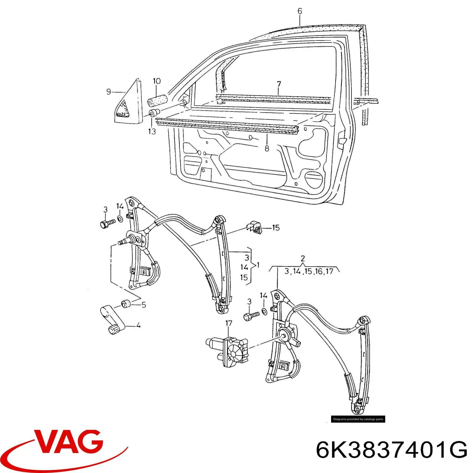 Mecanismo elevalunas delantero izquierdo VAG 6K3837401G precio, desde 169,29 EUR