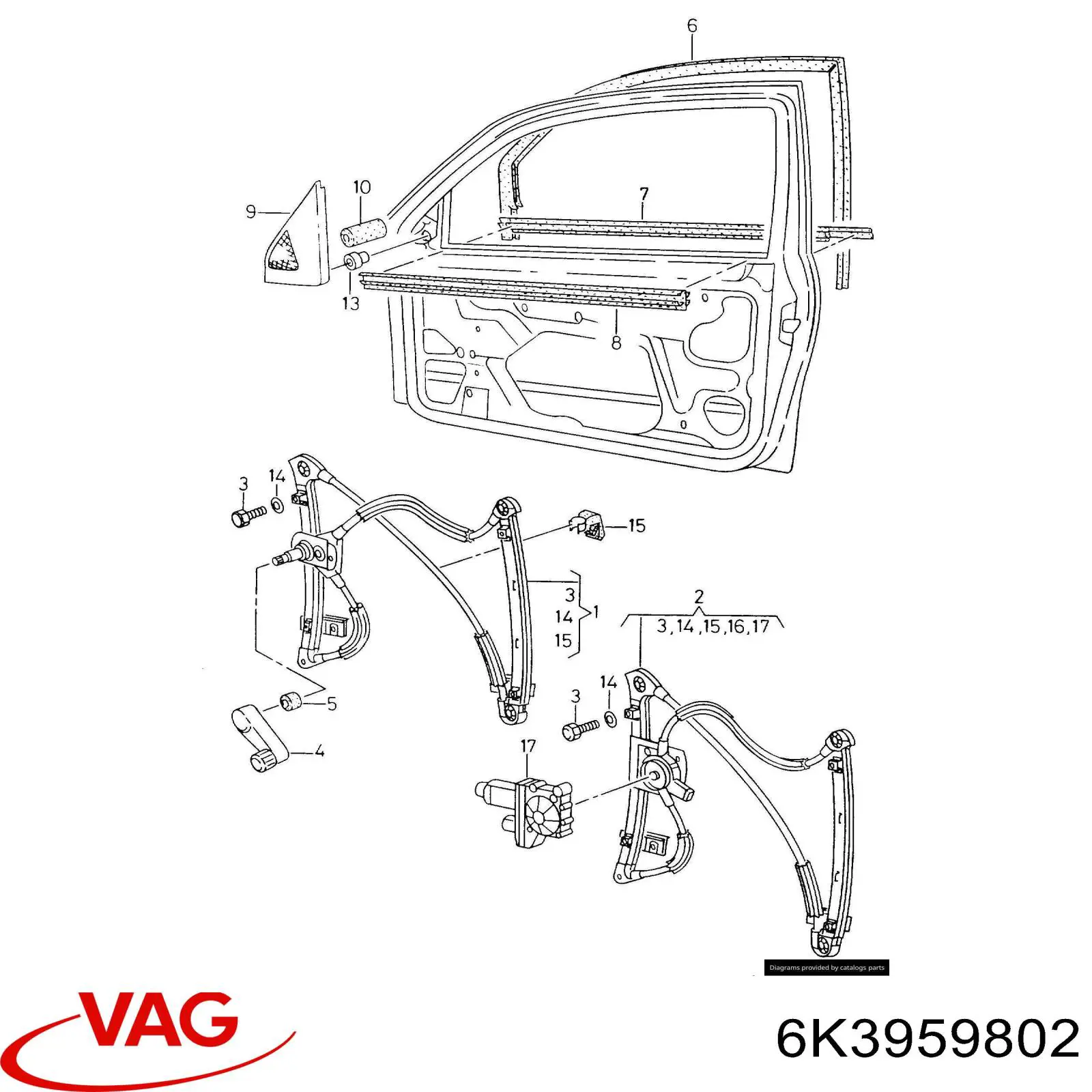 Comprar 6K3959802E VAG Motor del elevalunas de la puerta delantera derecha