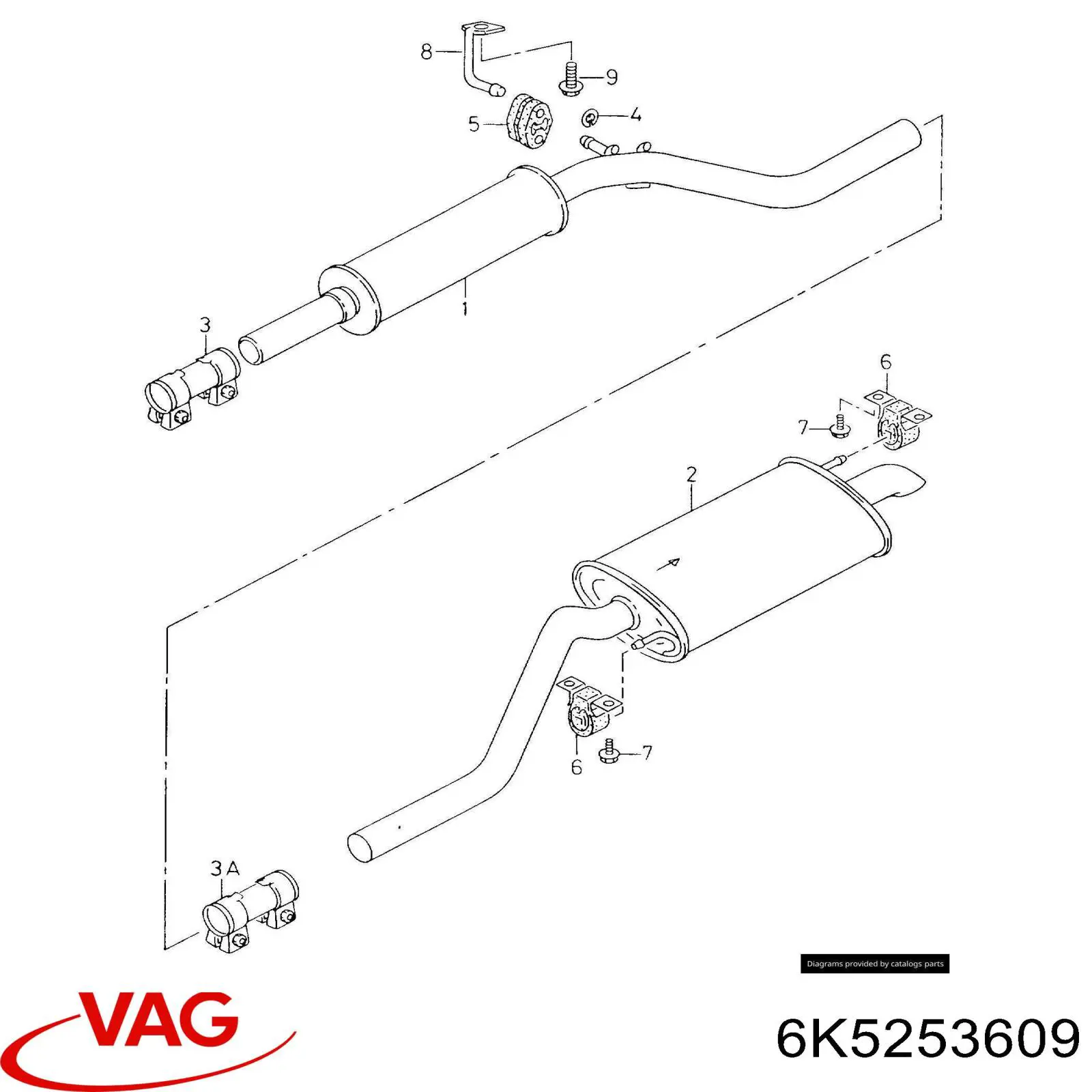 Silenciador trasero VAG 6K5253609 precio, desde 61,32 EUR
