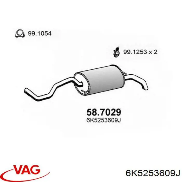 Silenciador trasero VAG 6K5253609J precio, desde 61,32 EUR
