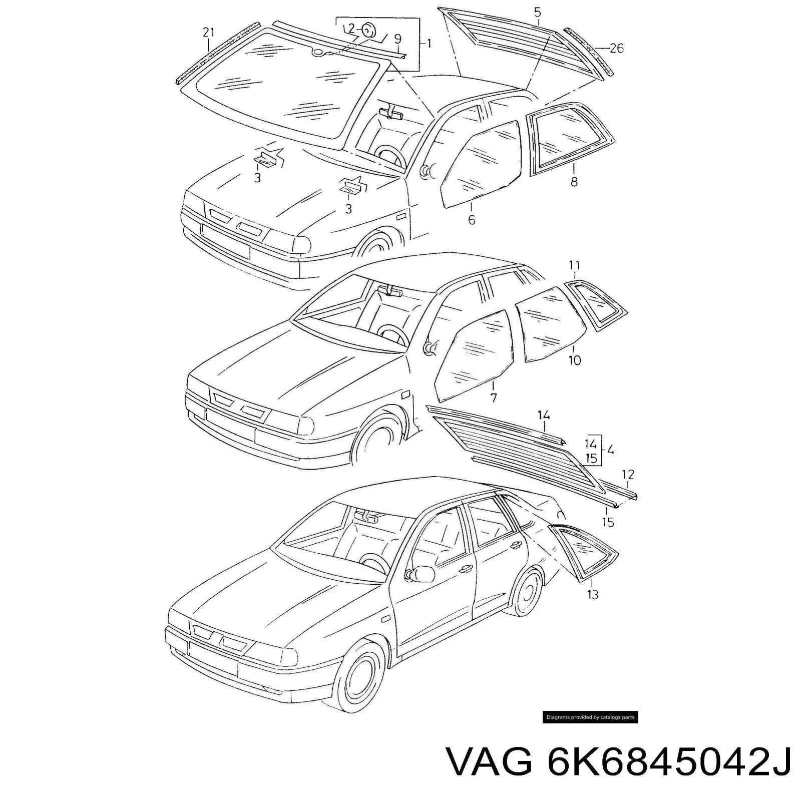 Cristal lateral derecho del maletero VAG 6K6845042J precio, desde  