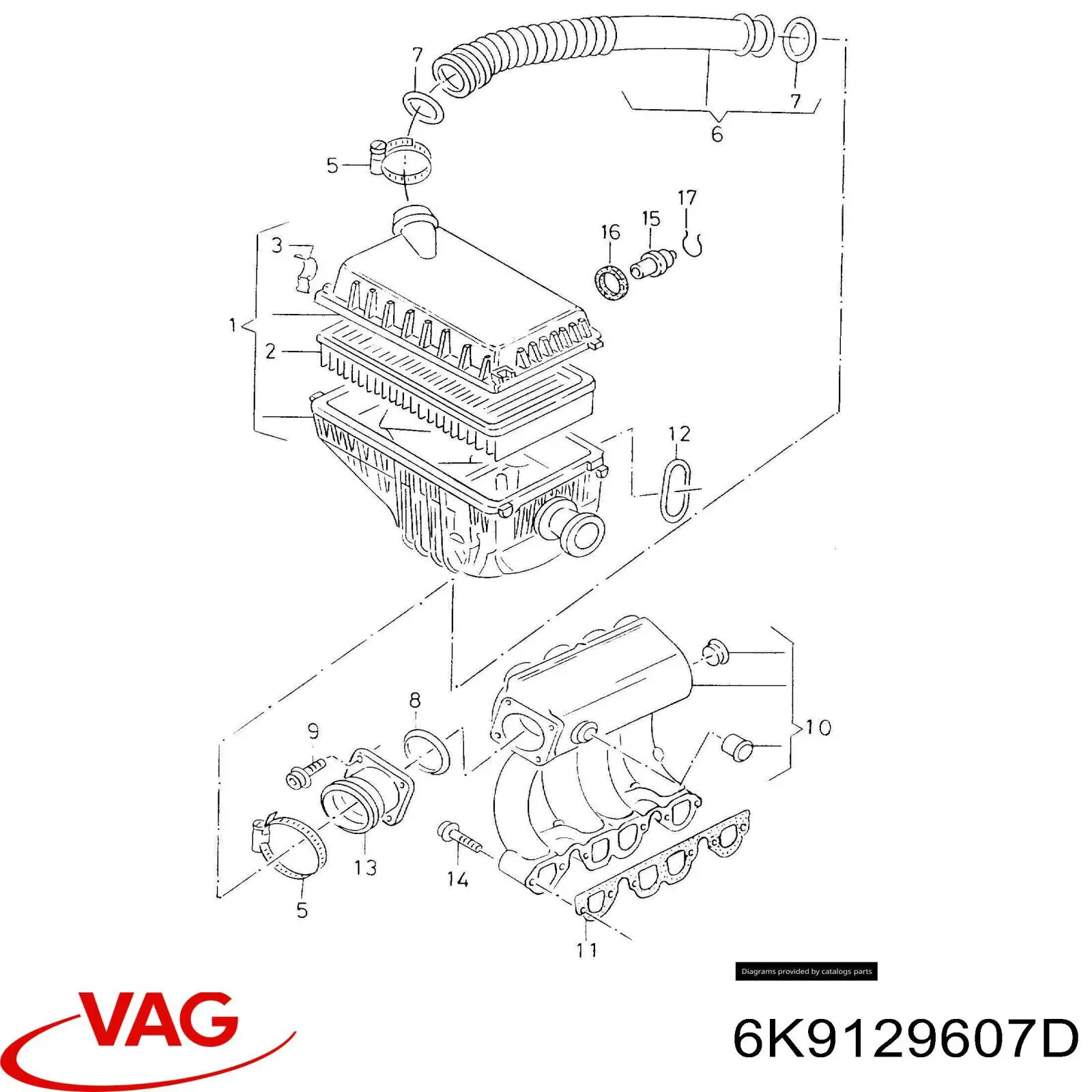 Caja del filtro de aire VAG 6K9129607D precio, desde 31,16 EUR