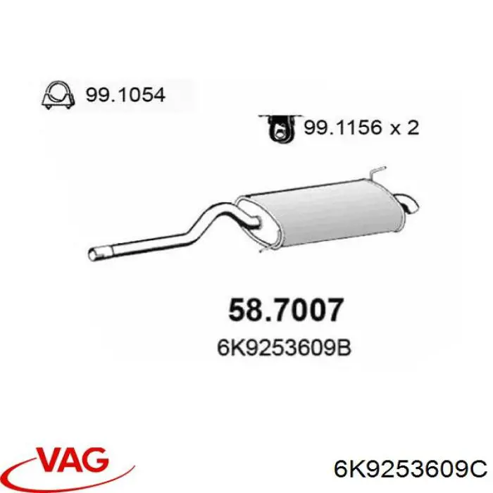 6K9253609C VAG silenciador posterior