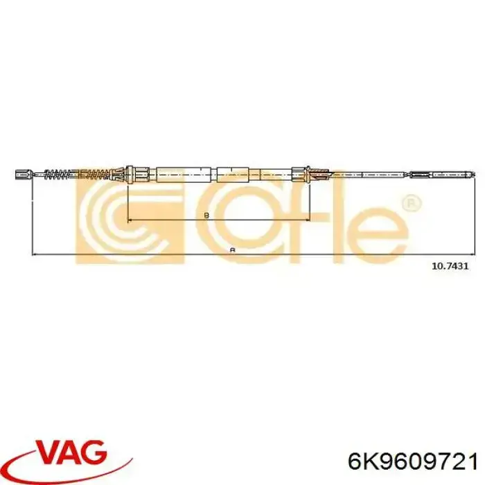 6K9609721 VAG cable de freno de mano trasero derecho/izquierdo