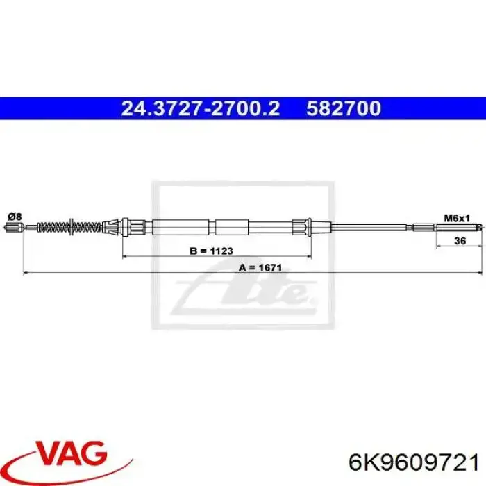 Cable de freno de mano trasero derecho/izquierdo 2001088 Beca Cables