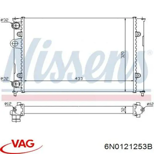 6N0121253B VAG radiador refrigeración del motor